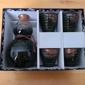 Japanese Sake bottle & cups.